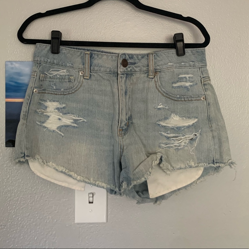 AEO high rise jean shorts